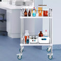 Chariot de laboratoire roulant, chariot roulant en acier inoxydable à 2 étagères, chariot de service de laboratoire avec roulettes pivotantes, chariot utilitaire dentaire, 15,16x21,57x34,06