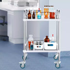 Chariot de laboratoire roulant, chariot roulant en acier inoxydable à 2 étagères, chariot de service de laboratoire avec roulettes pivotantes, chariot utilitaire dentaire, 15,16x21,57x34,06