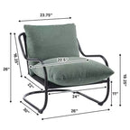 Fauteuil d'appoint incurvé moderne avec revêtement en similicuir, fauteuil de salon confortable avec cadre et coussins en métal