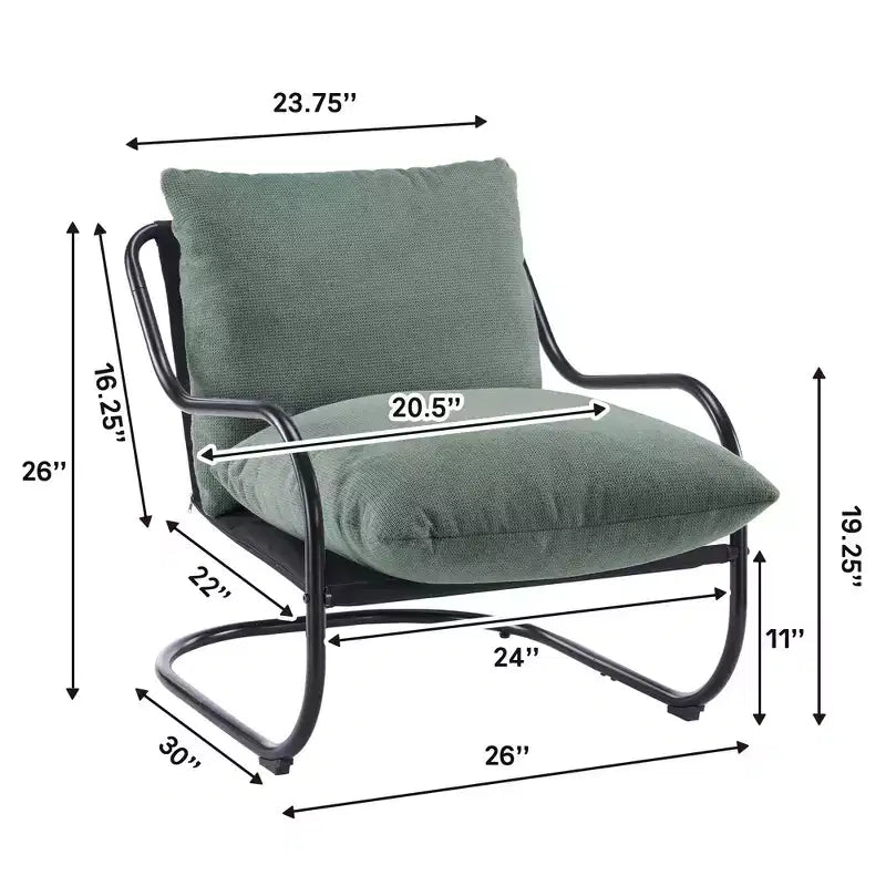 Fauteuil d'appoint incurvé moderne avec revêtement en similicuir, fauteuil de salon confortable avec cadre et coussins en métal