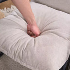 Fauteuil d'appoint incurvé moderne avec revêtement en similicuir, fauteuil de salon confortable avec cadre et coussins en métal