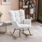 Teddy Fabric Rocking Gilder Nursery Chair For Living Room Indoor,Ivory