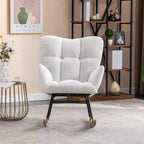 Fauteuil à bascule en tissu Teddy pour salon d'intérieur, ivoire