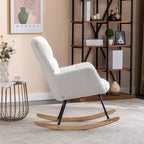 Fauteuil à bascule en tissu Teddy pour salon d'intérieur, ivoire