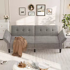 Canapé-lit futon 89, canapé convertible moderne en chenille avec dossier et accoudoirs réglables, futon convertible pour salon, chambre, appartements
