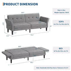Canapé-lit futon 89, canapé convertible moderne en chenille avec dossier et accoudoirs réglables, futon convertible pour salon, chambre, appartements