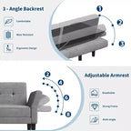 Canapé-lit futon 89, canapé convertible moderne en chenille avec dossier et accoudoirs réglables, futon convertible pour salon, chambre, appartements