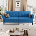 Canapé-lit futon 89, canapé convertible moderne en chenille avec dossier et accoudoirs réglables, futon convertible pour salon, chambre, appartements