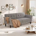 Canapé-lit futon 89, canapé convertible moderne en chenille avec dossier et accoudoirs réglables, futon convertible pour salon, chambre, appartements