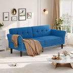 89 Futon Sofa Bed, Modern Chenille Sleeper Couch with Adjustable Backrest & Armrest, Convertible Futon Couch for Living Room Bedroom Apartments