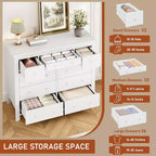 Commode de chambre à 10 tiroirs, commode en bois moderne avec texture naturelle