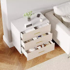 Commode blanche à 5 tiroirs, commode haute et étroite, commode en bois fin avec poignées et pieds en métal doré
