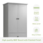 Meuble de rangement haut sur pied, avec 4 tiroirs et 2 portes, armoire de rangement de salle de bain avec étagère réglable pour salle de bain, salon