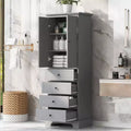 Meuble de rangement haut sur pied, avec 4 tiroirs et 2 portes, armoire de rangement de salle de bain avec étagère réglable pour salle de bain, salon