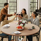 Table à manger ronde de 150 cm pour 4 à 6 personnes, table de cuisine ronde avec étagère de rangement à 2 niveaux et piètement croisé, grande table ronde avec cadre en bois et fer