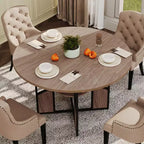 Table à manger ronde de 150 cm pour 4 à 6 personnes, table de cuisine ronde avec étagère de rangement à 2 niveaux et piètement croisé, grande table ronde avec cadre en bois et fer