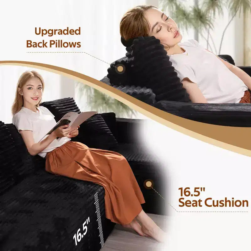 Canapé modulable en U, canapés modernes minimalistes de 27 pouces de profondeur pour salon, style 4