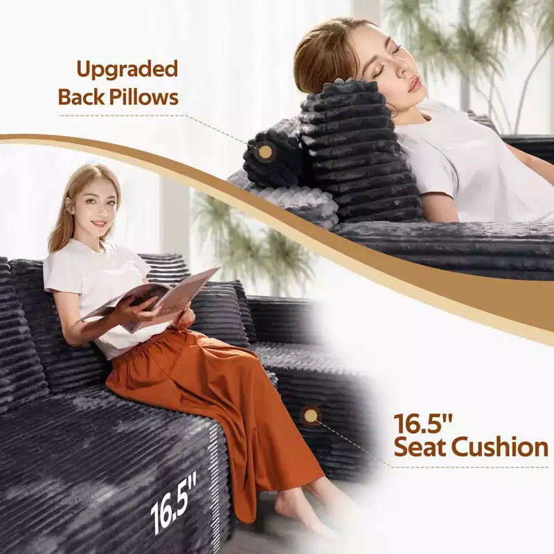 Canapé modulable en U, canapés modernes minimalistes de 27 pouces de profondeur pour salon, style 4