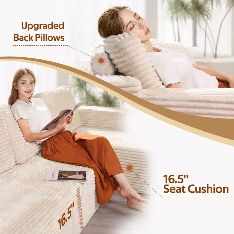 Canapé modulable en U, canapés modernes minimalistes de 27 pouces de profondeur pour salon, style 4