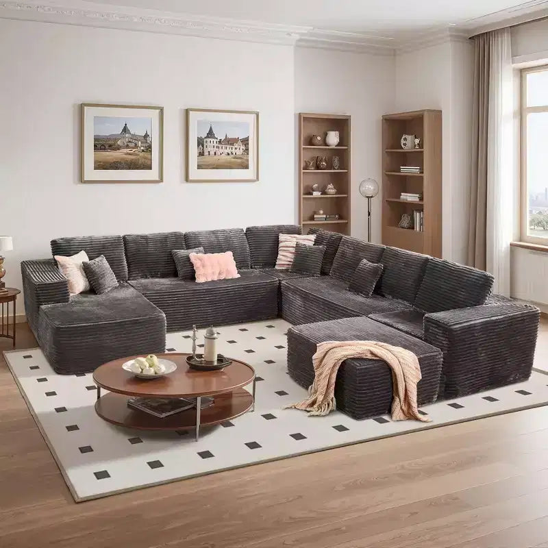 Canapé modulable en U, canapés modernes minimalistes de 27 pouces de profondeur pour salon, style 4