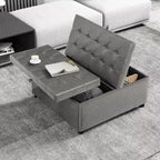 TYBOATLE 35.5 Inch Square Ottoman with Storage, Large Ottoman Coffee Table, 500 lb Large Ottoman with Storages for Living Room, Gray