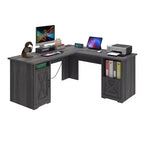 Bureau d'angle en forme de L de 60 pouces avec tiroir de classement et armoire de rangement pour bureau à domicile, salle d'étude