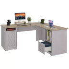 Bureau d'angle en forme de L de 60 pouces avec tiroir de classement et armoire de rangement pour bureau à domicile, salle d'étude