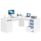 Bureau d'angle en forme de L de 60 pouces avec tiroir de classement et armoire de rangement pour bureau à domicile, salle d'étude