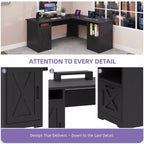 Bureau d'angle en forme de L de 60 pouces avec tiroir de classement et armoire de rangement pour bureau à domicile, salle d'étude