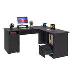 Bureau d'angle en forme de L de 60 pouces avec tiroir de classement et armoire de rangement pour bureau à domicile, salle d'étude