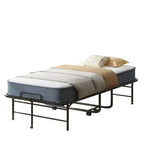 Mjkone Folding Bed with 5''Mattress,Portable Guest Bed Camping Cot,Soft Padded Rollaway Sleeping Bed with Wheels,Twin Size