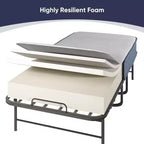 Lit pliant avec matelas de 12,7 cm, lit d'appoint portable pour camping, lit pliant rembourré avec roulettes, taille double
