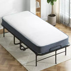 Lit pliant avec matelas de 12,7 cm, lit d'appoint portable pour camping, lit pliant rembourré avec roulettes, taille double