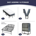 Lit pliant avec matelas de 12,7 cm, lit d'appoint portable pour camping, lit pliant rembourré avec roulettes, taille double