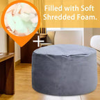 Grand pouf de 4 pieds pour adultes/adolescents avec remplissage en mousse déchiquetée, canapé pouf confortable avec remplissage inclus, poufs en tissu velours doux, 4 pieds