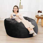 Grand pouf de 4 pieds pour adultes/adolescents avec remplissage en mousse déchiquetée, canapé pouf confortable avec remplissage inclus, poufs en tissu velours doux, 4 pieds