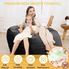 Grand pouf de 4 pieds pour adultes/adolescents avec remplissage en mousse déchiquetée, canapé pouf confortable avec remplissage inclus, poufs en tissu velours doux, 4 pieds