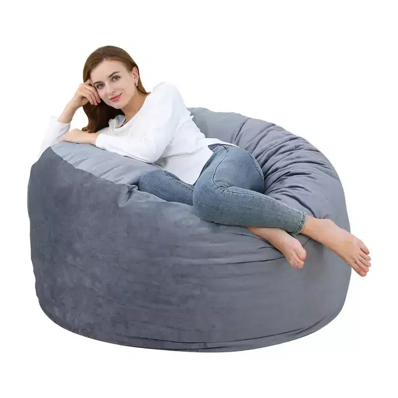 Grand pouf de 4 pieds pour adultes/adolescents avec remplissage en mousse déchiquetée, canapé pouf confortable avec remplissage inclus, poufs en tissu velours doux, 4 pieds