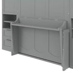 Lit mural escamotable complet Murphy avec placard, lit armoire pleine grandeur pliant avec tiroirs de rangement et étagères pour chambre d'amis/bureau