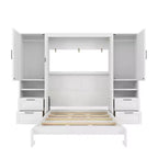 Lit mural escamotable complet Murphy avec placard, lit armoire pleine grandeur pliant avec tiroirs de rangement et étagères pour chambre d'amis/bureau