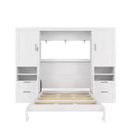 Lit mural escamotable complet Murphy avec placard, lit armoire pleine grandeur pliant avec tiroirs de rangement et étagères pour chambre d'amis/bureau