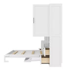 Lit mural escamotable complet Murphy avec placard, lit armoire pleine grandeur pliant avec tiroirs de rangement et étagères pour chambre d'amis/bureau