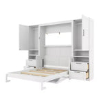 Lit mural escamotable complet Murphy avec placard, lit armoire pleine grandeur pliant avec tiroirs de rangement et étagères pour chambre d'amis/bureau