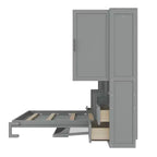 Lit mural escamotable complet Murphy avec placard, lit armoire pleine grandeur pliant avec tiroirs de rangement et étagères pour chambre d'amis/bureau
