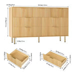 Commode 7 tiroirs cannelée avec poignées dorées, meuble de rangement moderne pour chambre à coucher, salon, couloir