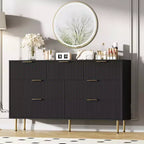 Acekool 7-Drawer Fluted Dresser with Gold Handles, Modern Storage Chest Organizer for Bedroom, Living Room, Hallway