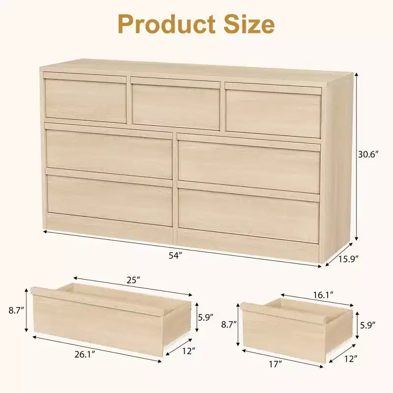 Commode, Buffet en bois durable avec tiroirs et plateau spacieux, Meuble de chambre à coucher de style scandinave, pour salon, couloir