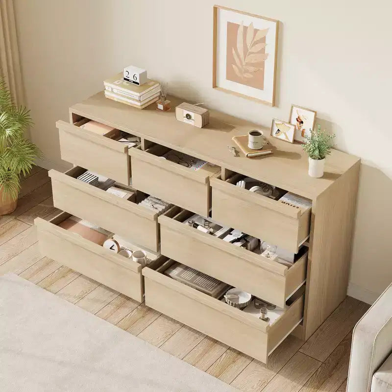 Commode, Buffet en bois durable avec tiroirs et plateau spacieux, Meuble de chambre à coucher de style scandinave, pour salon, couloir