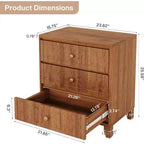 Table de chevet avec 3 tiroirs, table de chevet de ferme avec motifs élégants, table d'appoint industrielle pour chambre à coucher, marron