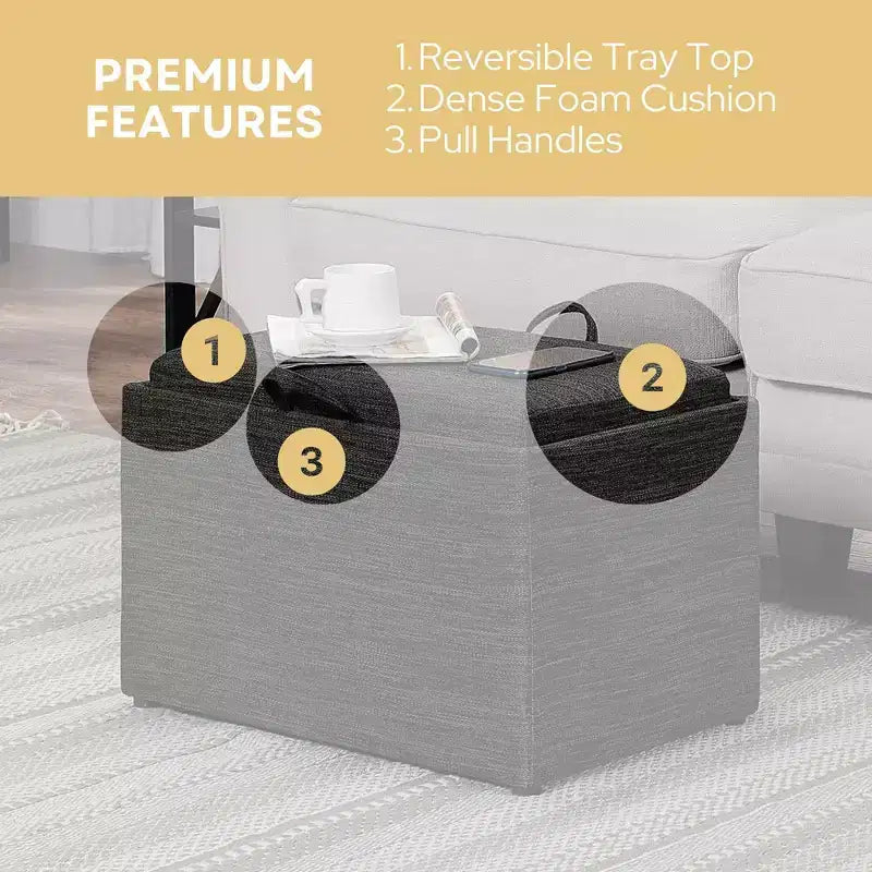 Pouf de rangement Comfort Accent avec plateau réversible